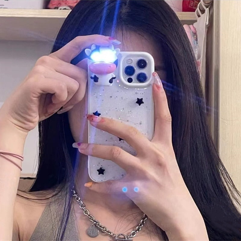 Junips | Glowing Cow 3D Transparent iPhone Case
