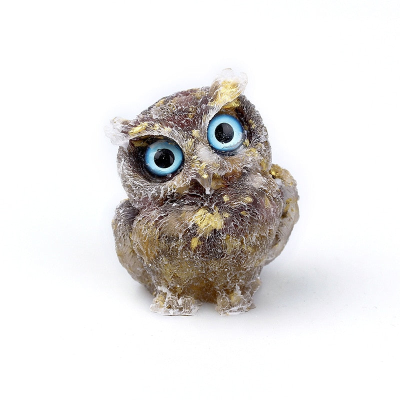 Junips | Natural Crystal Owl Figurine: Handmade Collector's Item