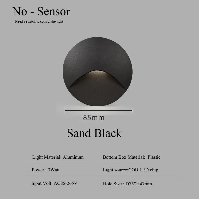 Junips | Modern waterproof IP65 LED recessed wall lamp for outdoor lighting - 3W embedded step & staircase balcony portal light