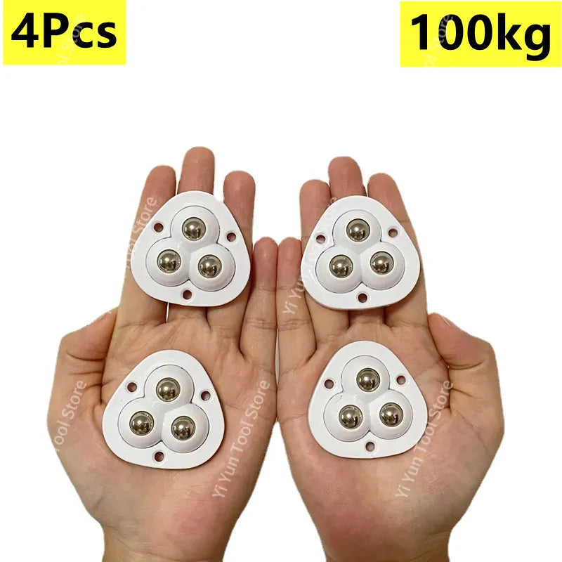 Junips | Self-Adhesive Full Rotating Furniture Mover Wheel Rollers | 360° Omnidirectional Swivel | 100kg Load Capacity | Stainless Steel Ball Bearings | 4-Piece Industrial Caster Set