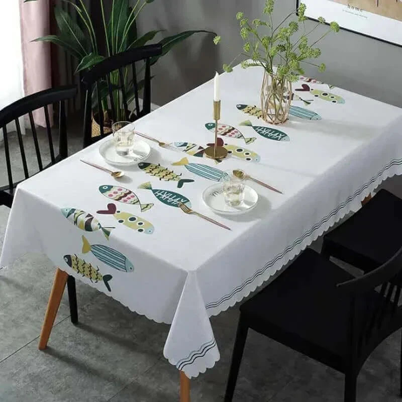 Junips | Rectangular Stain-Resistant Tablecloth with Aquatic Design