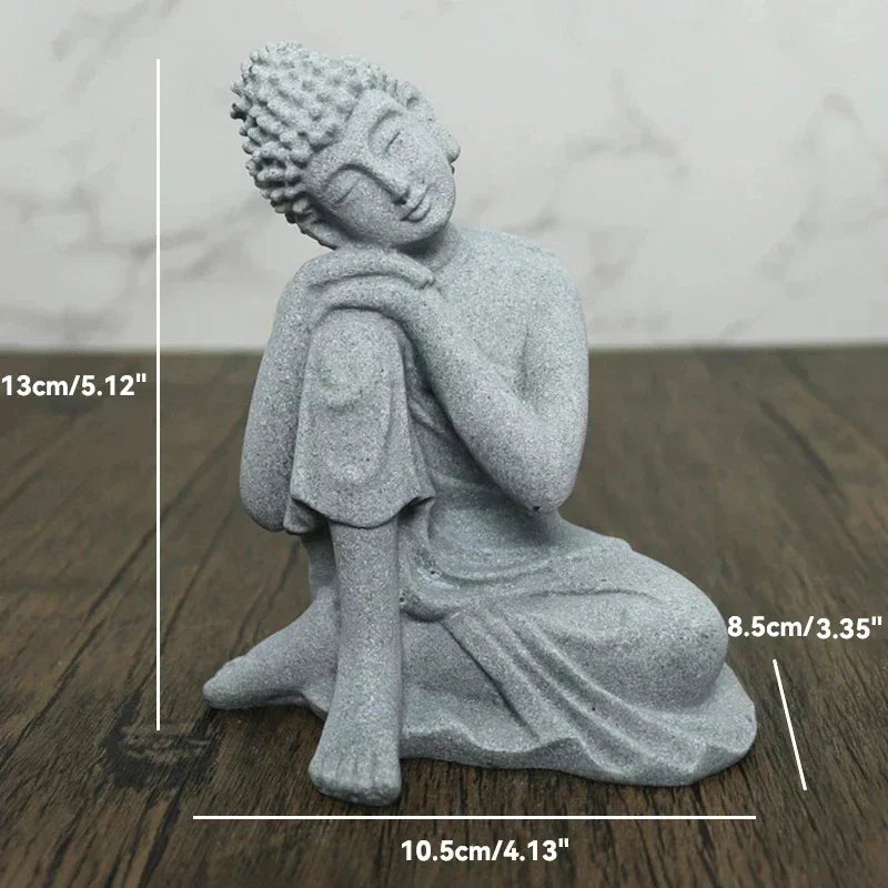Junips | Buddha Stone Statue Small Buddhist Monks Tibetan Buddhism Figures Zen Garden Ornament Meditation Home Aquarium Decoration