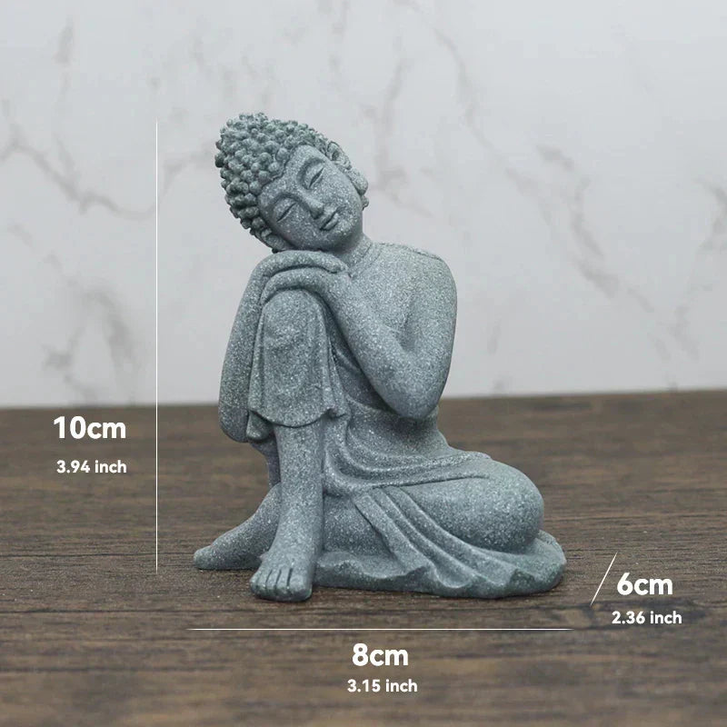 Junips | Buddha Stone Statue Small Buddhist Monks Tibetan Buddhism Figures Zen Garden Ornament Meditation Home Aquarium Decoration