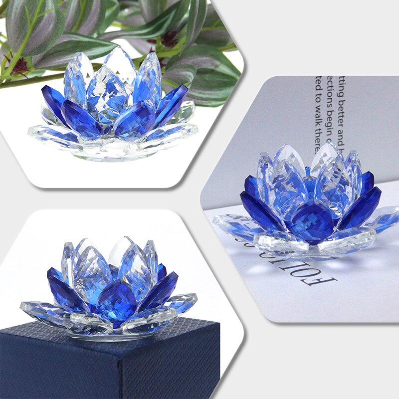 Junips | Crystal Lotus Flower Craft Glass Paperweight Home Decoration Ornaments Figures Home Wedding Party Decor Gifts Souvenir