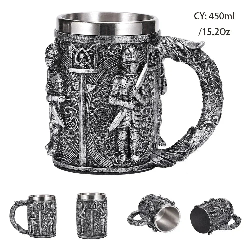 Junips | Medieval Dragon Resin Stainless Steel Mug as Coffee Mug or Tea Mug
