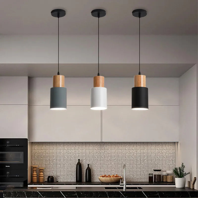 Junips | Nordic LED Pendant Lights Made of Metal and Wood - Modern Hanging Lamps for Dining Room and Kitchen
