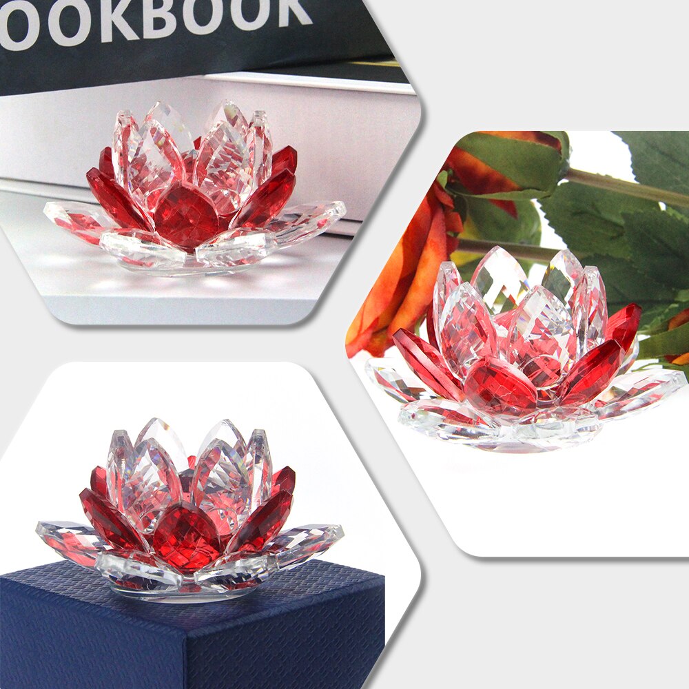 Junips | Crystal Lotus Flower Craft Glass Paperweight Home Decoration Ornaments Figures Home Wedding Party Decor Gifts Souvenir