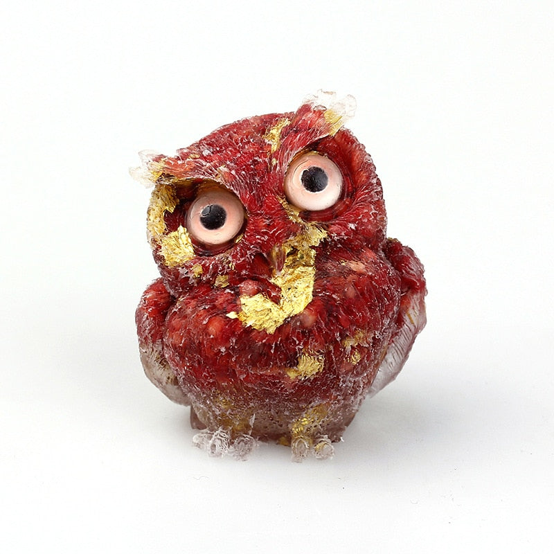 Junips | Natural Crystal Owl Figurine: Handmade Collector's Item