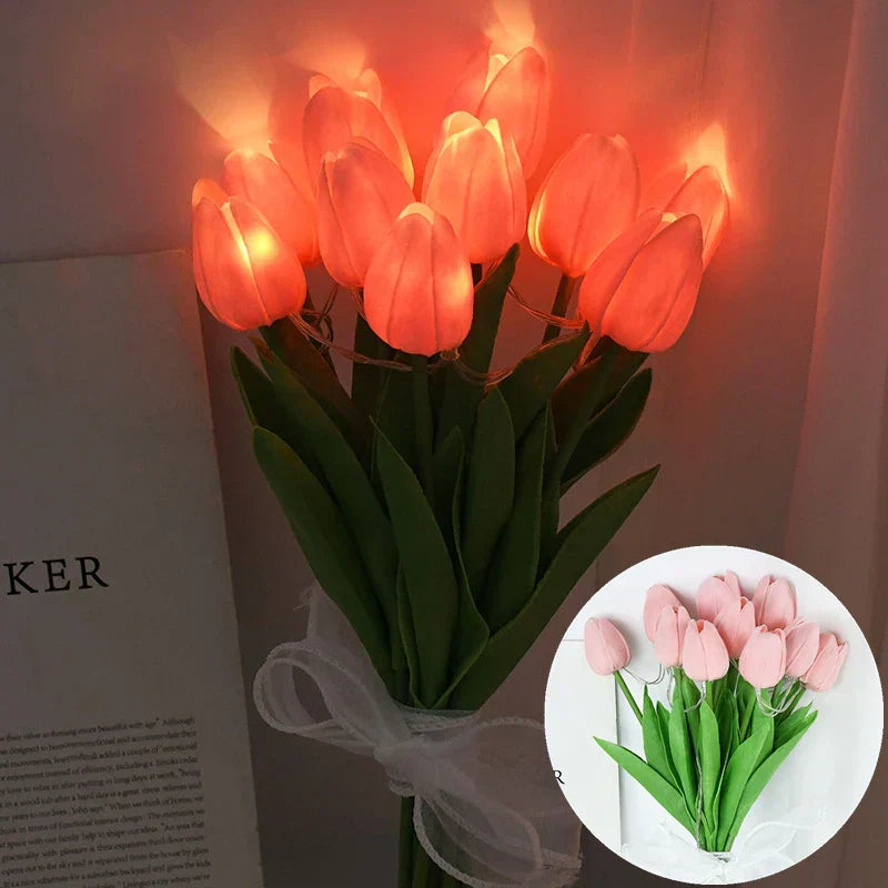Junips | LED lamp with artificial tulip bouquet perfect for gifts or as wedding party home decorations