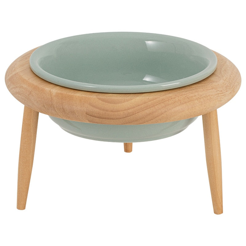 Junips | Misha Ceramic Elevated Cat Bowl with Wooden Stand