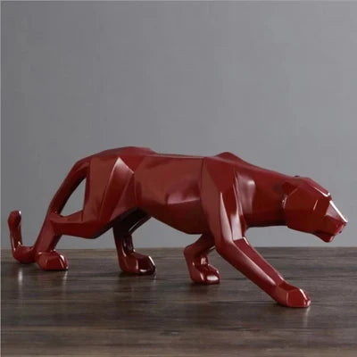 Junips | Panther Statue, Animal Figure, Abstract Geometric Style, Resin, Leopard Sculpture, Home Office, Desktop Decoration, Crafts