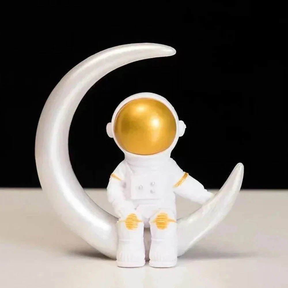 Junips | Resin Astronaut Figure Statue Space Traveler Sculpture Educational Toy Desk Decoration Astronaut Model For Children Gift