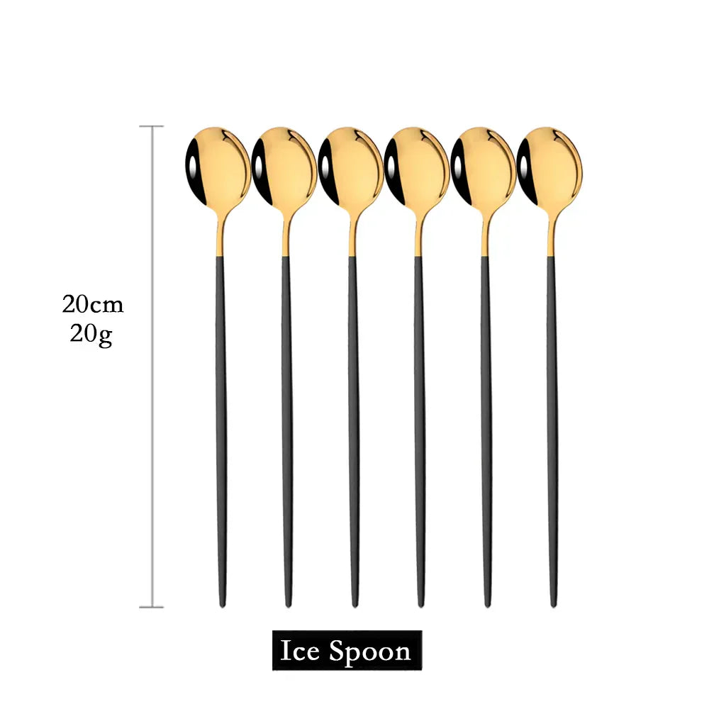 Junips | Golden 6-piece Long Handle Spoon Set