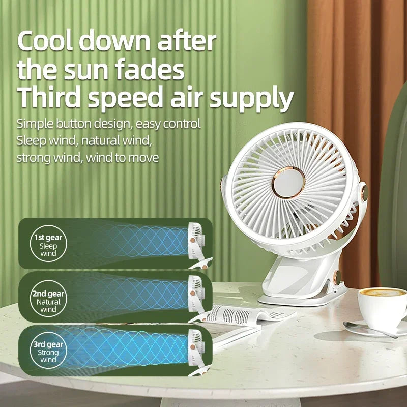 Junips | Multi-Angle Outdoor Clip-On Rechargeable Cooling Fan