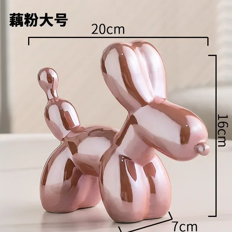 Junips | Nordic Ceramic Balloon Dog Sculpture Gold Animal Decorations Statue Living Room Ornaments Creative Desktop Ornament Home Decor