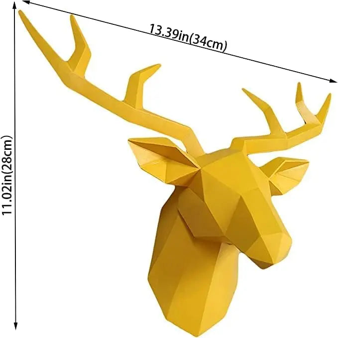 Junips | 3D-Deer Head Sculpture, geometric resin, animal deer head wall decoration, modern home decor, luxurious decorative wall decor