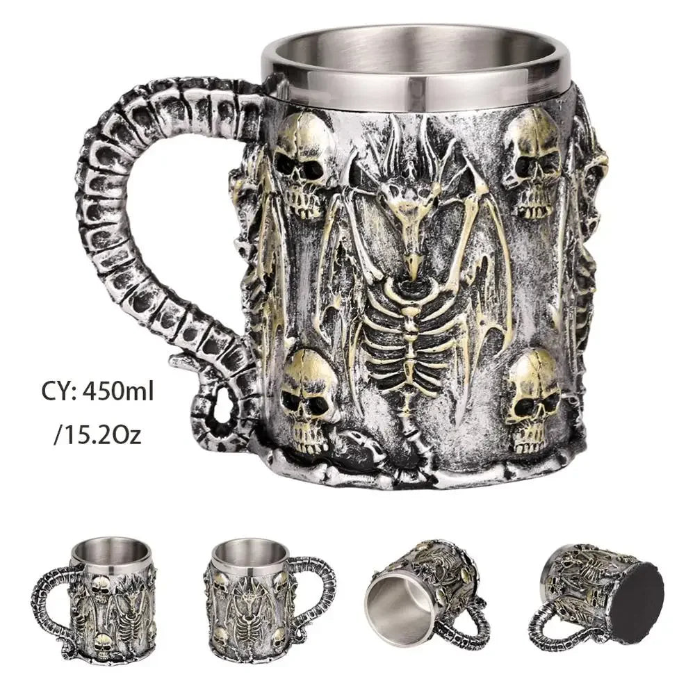 Junips | Medieval Dragon Resin Stainless Steel Mug as Coffee Mug or Tea Mug