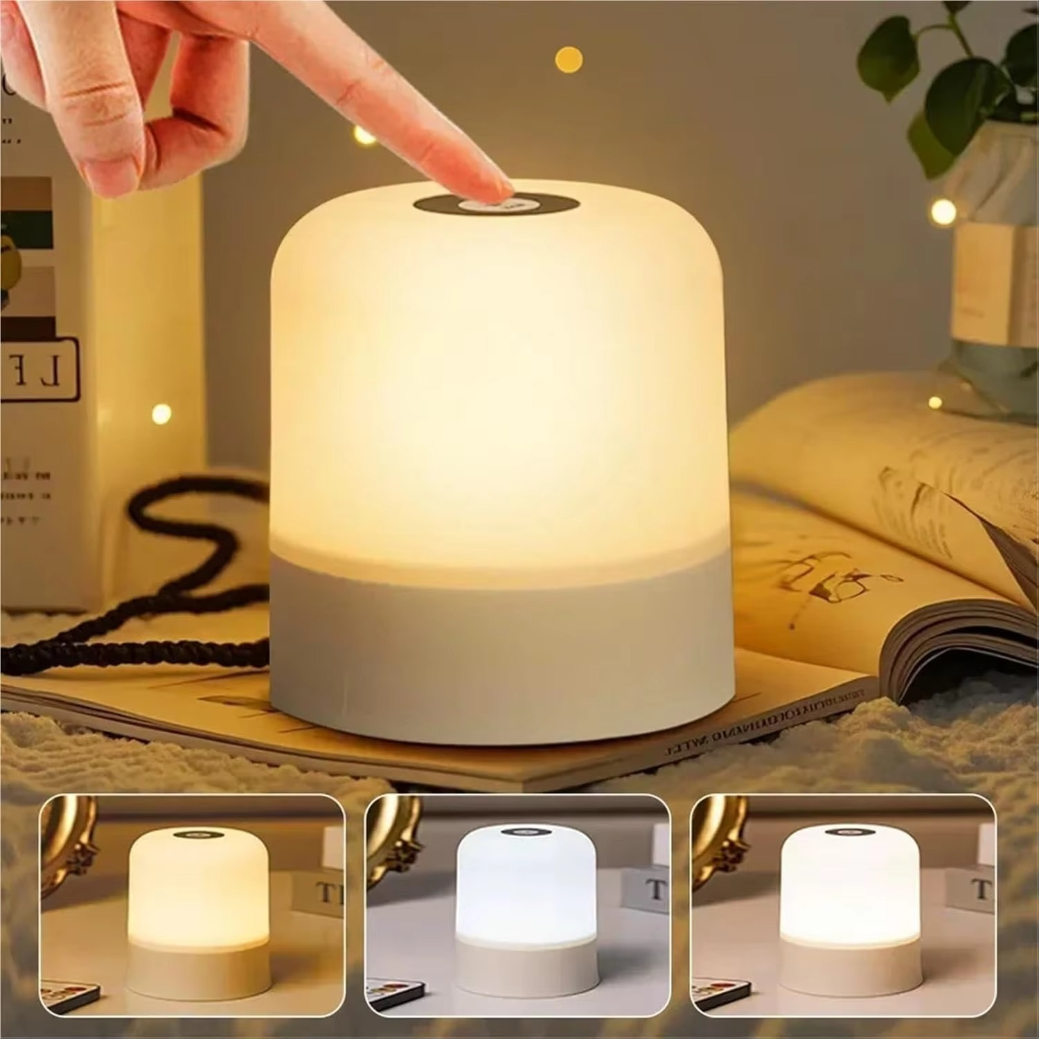 Junips | Color Changing Touch Table Lamp With Remote Control For Bedroom Or Living Room