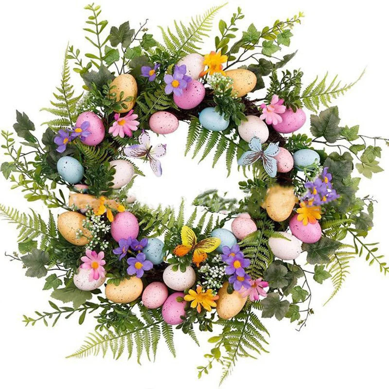 Junips | 5 Style Bow Ribbon Easter Egg Wreath Easter Egg Garland Door Ornaments Wall Decor Happy Easter 2023 Decor for Home Kids