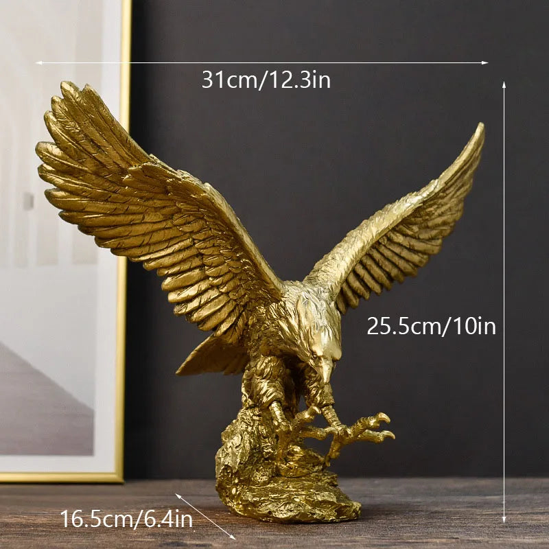 Junips | Resin Golden Eagle Statue Art Animal Model Collection Ornament Home Office Desk Feng Shui Decor Figures simple