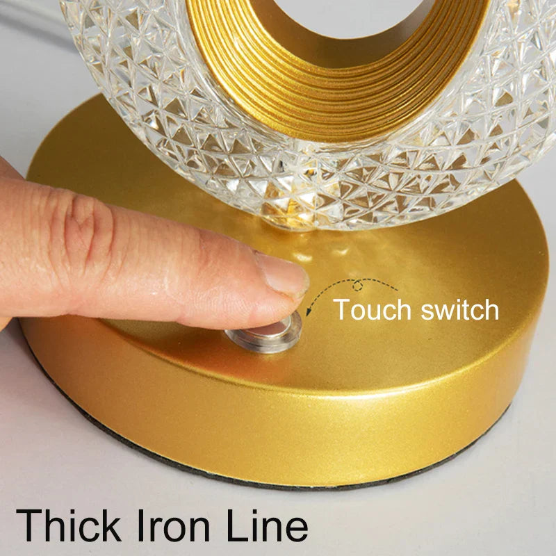 Junips | Crystal LED Table Lamp: Dimmable, USB Charging, Touch & Remote Control
