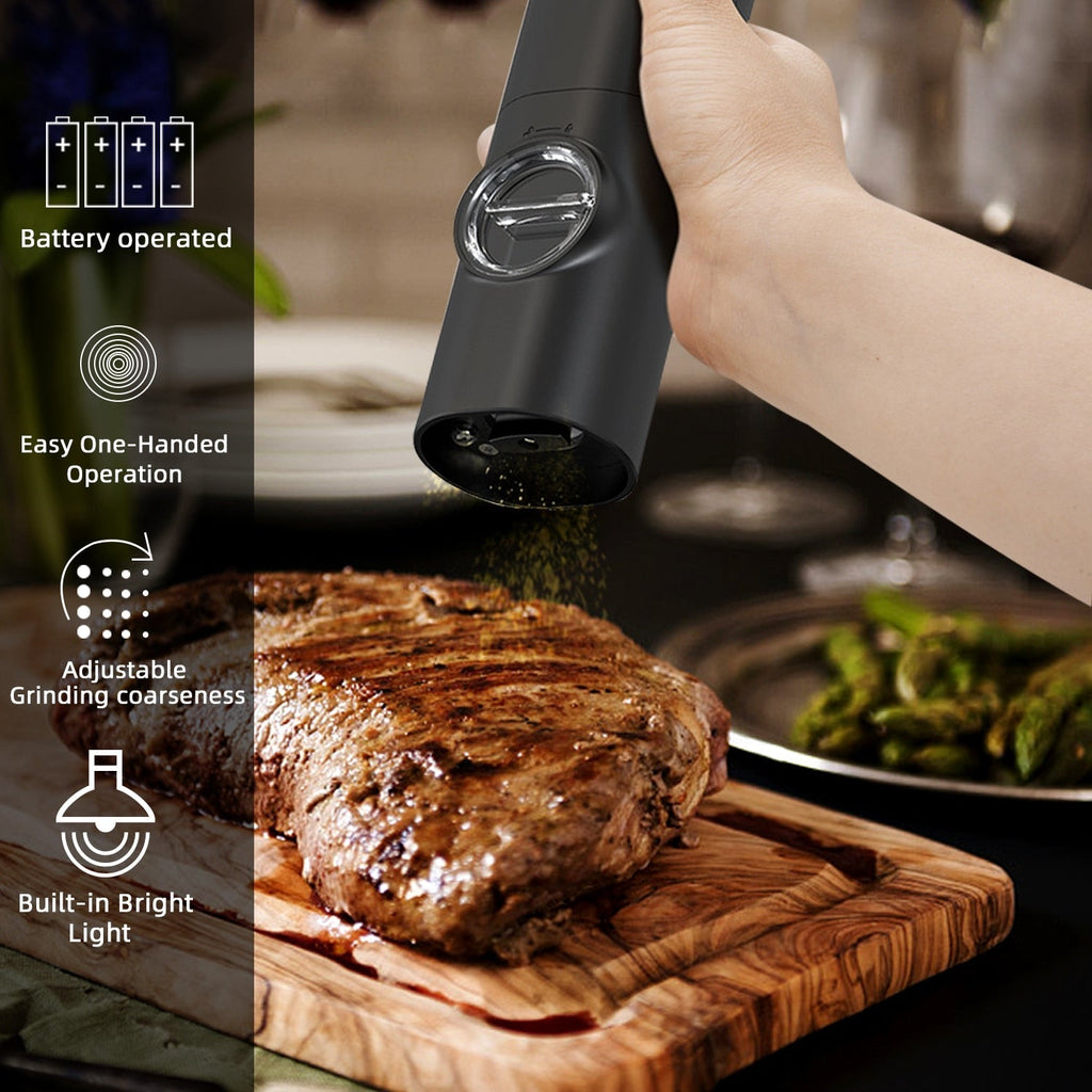 Junips | Electric automatic pepper and salt mill with LED light and adjustable grind - Perfect for the kitchen or the restaurant