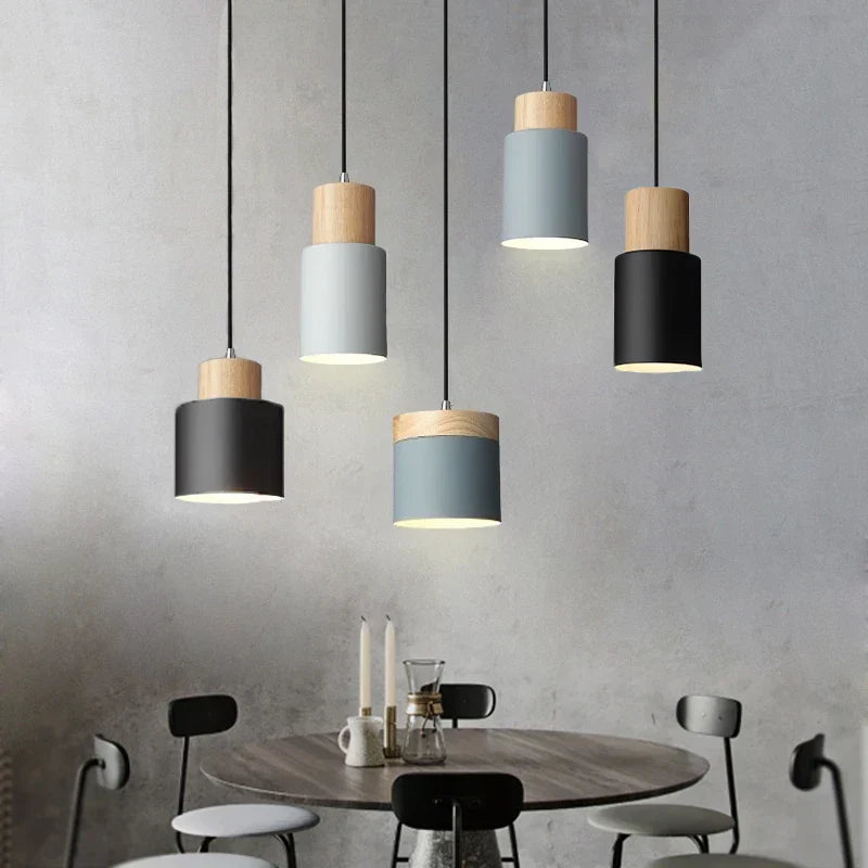 Junips | Nordic LED Pendant Lights Made of Metal and Wood - Modern Hanging Lamps for Dining Room and Kitchen