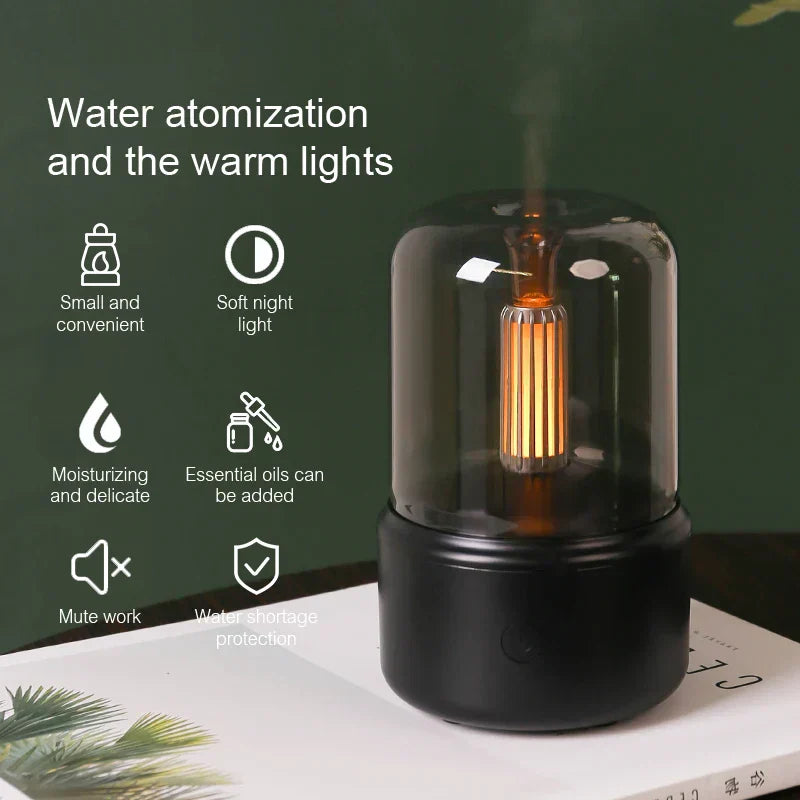 Junips | Retro Aroma Diffuser with Night Light - USB Essential Oil Air Humidifier for Home and Office