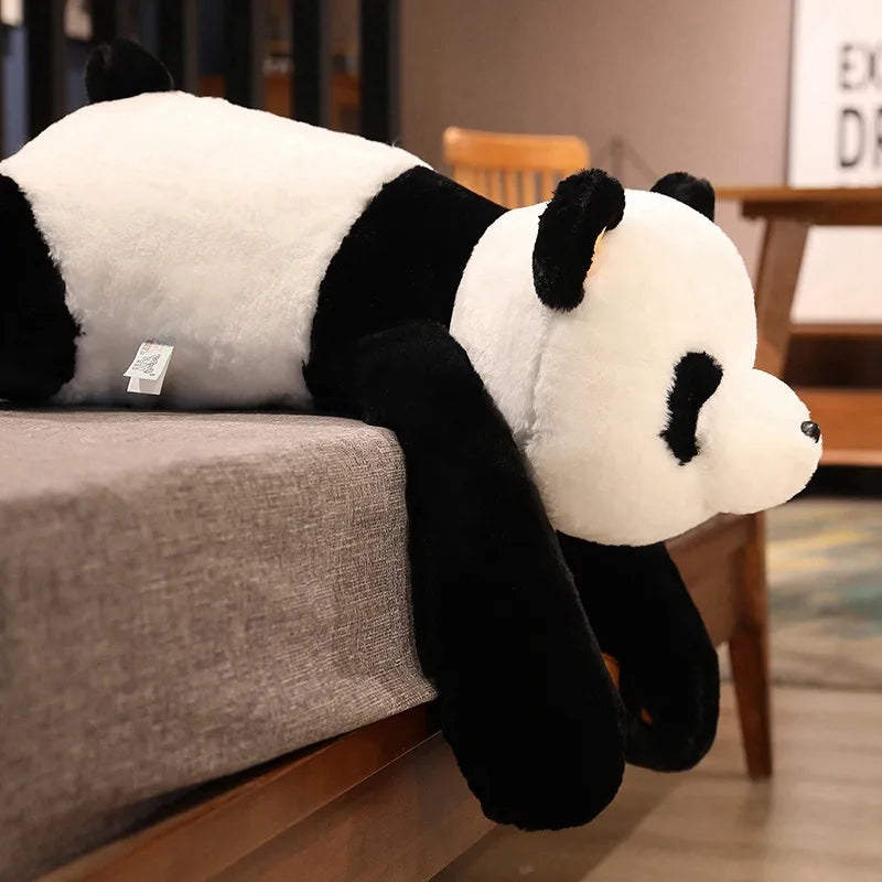 Junips | Giant Lazy Panda Soft Plush Toy | Oversized Ergonomic Support Pillow | High-Loft PP Cotton Filling | Hypoallergenic Soft-Touch Synthetic Fiber | Large-Scale Anatomical Animal Figurine