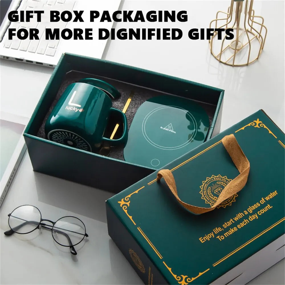 Junips | Smart Ceramic Mug Heater Cup Coaster Warmer Thermostat Coffee Heating Electric Mug Set Milk Tea Heating Water Home Office Gift