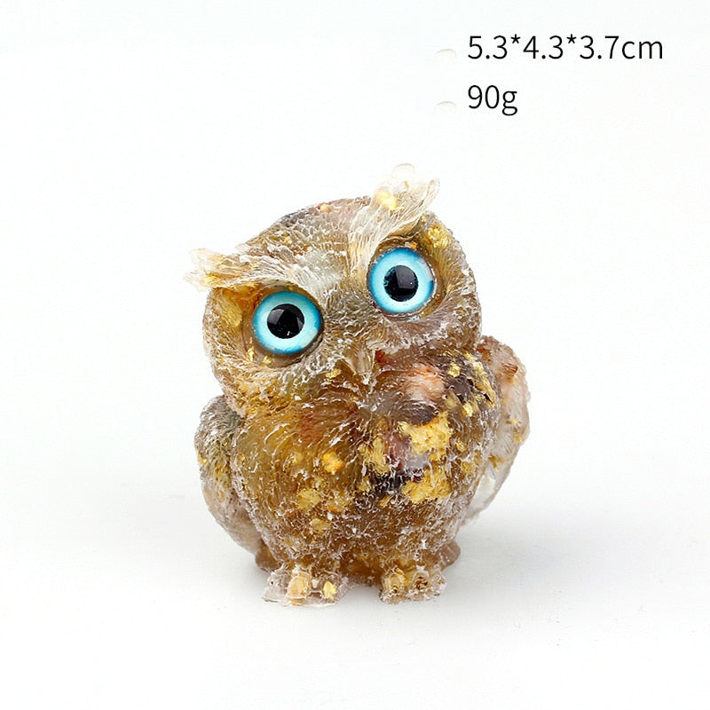 Junips | Natural Crystal Owl Figurine: Handmade Collector's Item