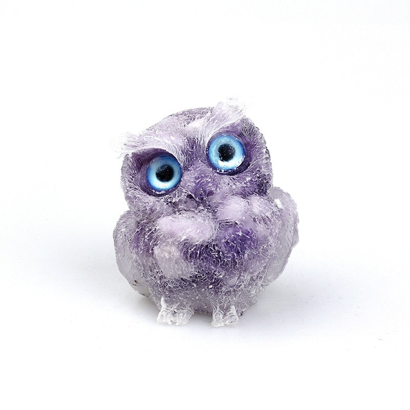 Junips | Natural Crystal Owl Figurine: Handmade Collector's Item