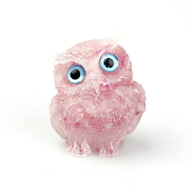 Junips | Natural Crystal Owl Figurine: Handmade Collector's Item