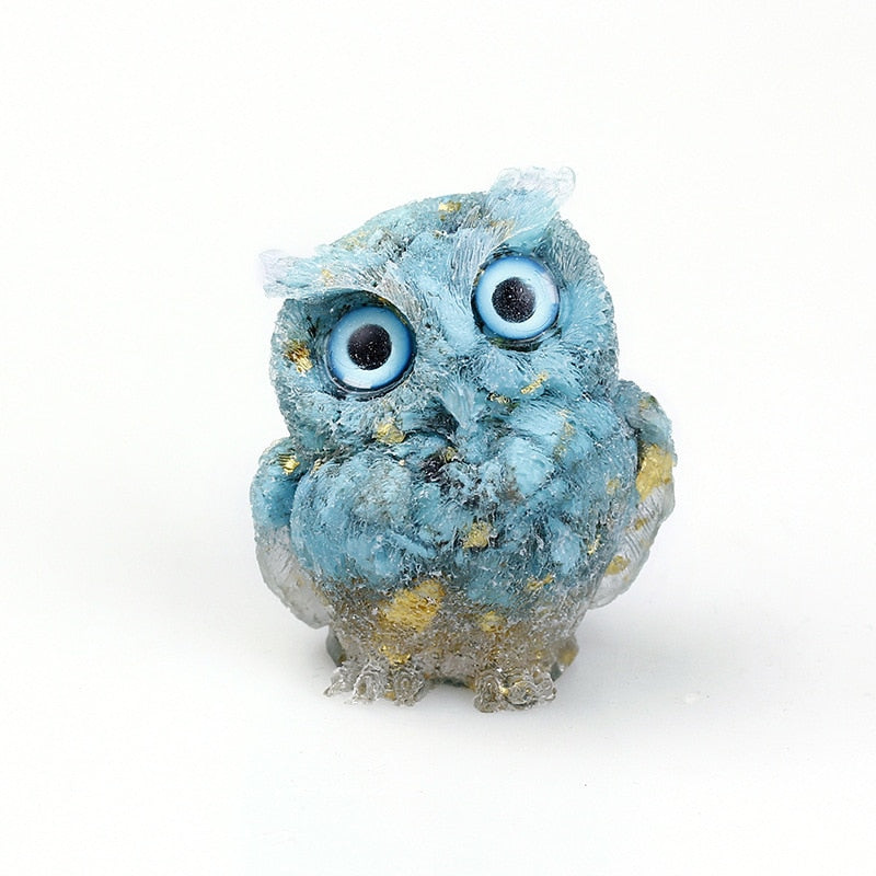 Junips | Natural Crystal Owl Figurine: Handmade Collector's Item