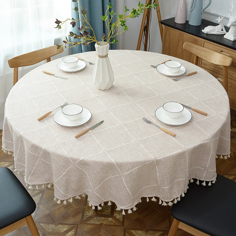 Junips | Aesthetic Round Linen Tablecloth