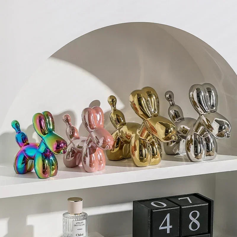 Junips | Nordic Ceramic Balloon Dog Sculpture Gold Animal Decorations Statue Living Room Ornaments Creative Desktop Ornament Home Decor