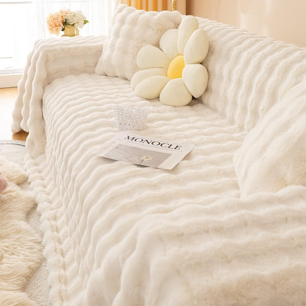 Junips | Rabbit Faux Fur Blanket Soft Sofa Cover