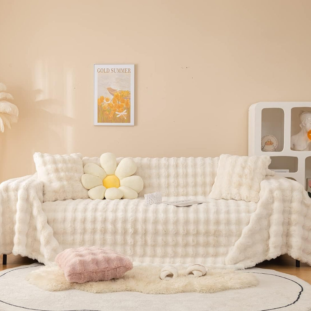 Junips | Rabbit Faux Fur Blanket Soft Sofa Cover