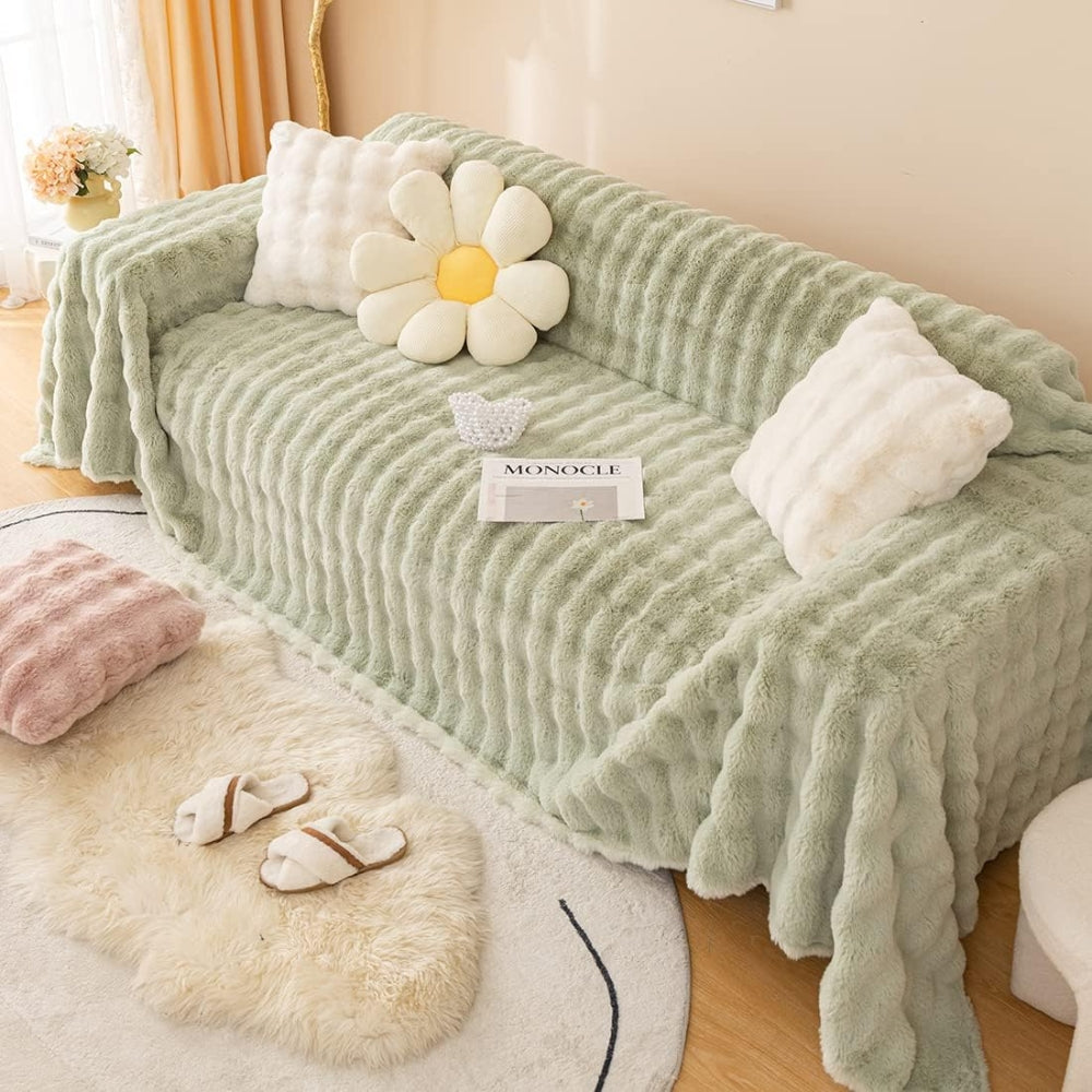 Junips | Rabbit Faux Fur Blanket Soft Sofa Cover
