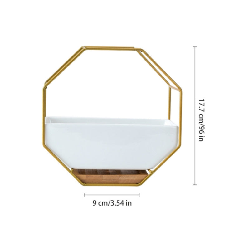 Junips | Simple octagonal geometric wall hanging table succulent plate bamboo support iron frame flower pot (black)