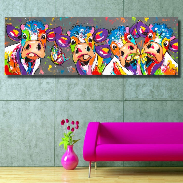 Junips | Colorful Cows Home Decor Canvas Painting HD Print Frameless Painting Core, Size: 40×120cm