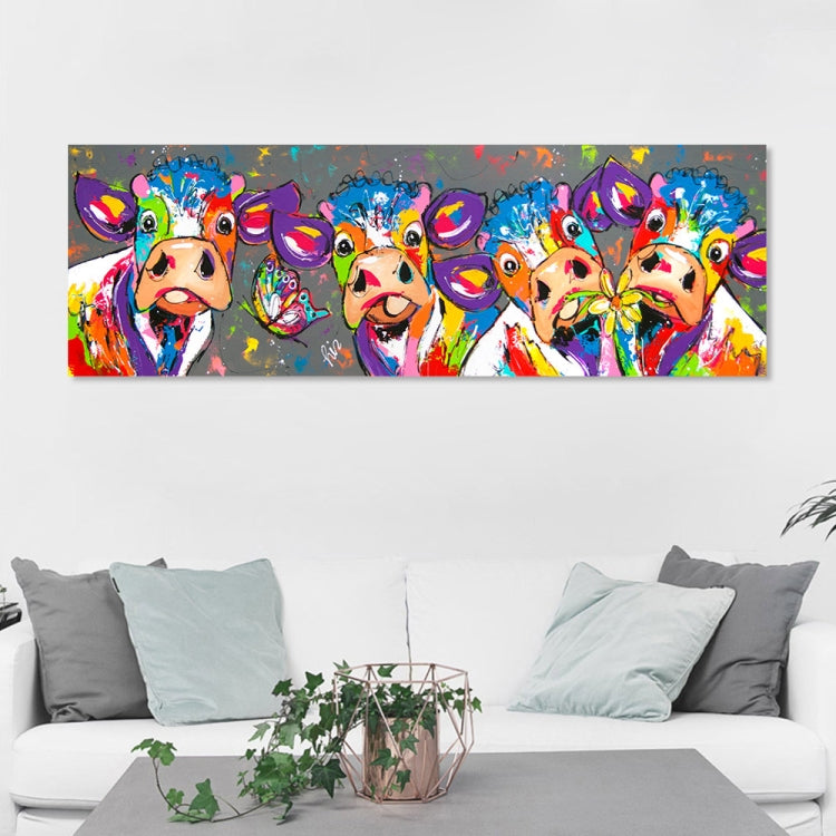 Junips | Colorful Cows Home Decor Canvas Painting HD Print Frameless Painting Core, Size: 40×120cm