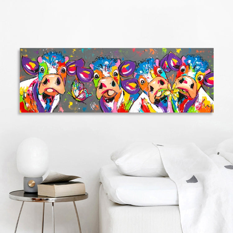 Junips | Colorful Cows Home Decor Canvas Painting HD Print Frameless Painting Core, Size: 40×120cm
