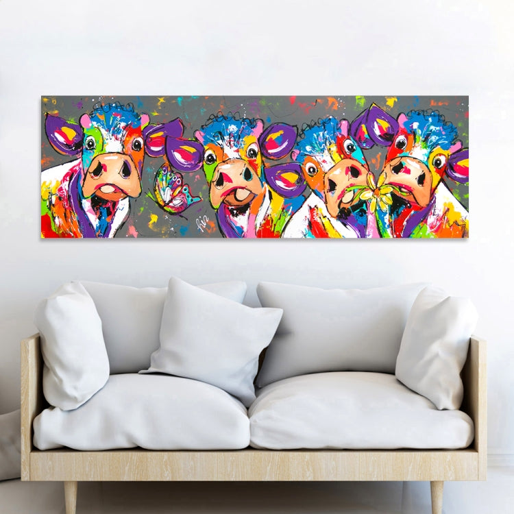 Junips | Colorful Cows Home Decor Canvas Painting HD Print Frameless Painting Core, Size: 40×120cm
