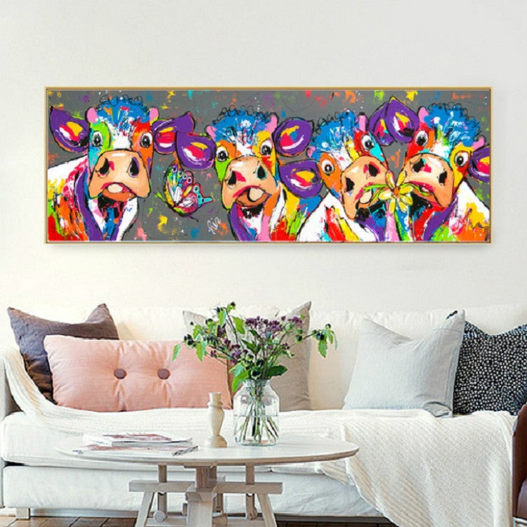 Junips | Colorful Cows Home Decor Canvas Painting HD Print Frameless Painting Core, Size: 40×120cm