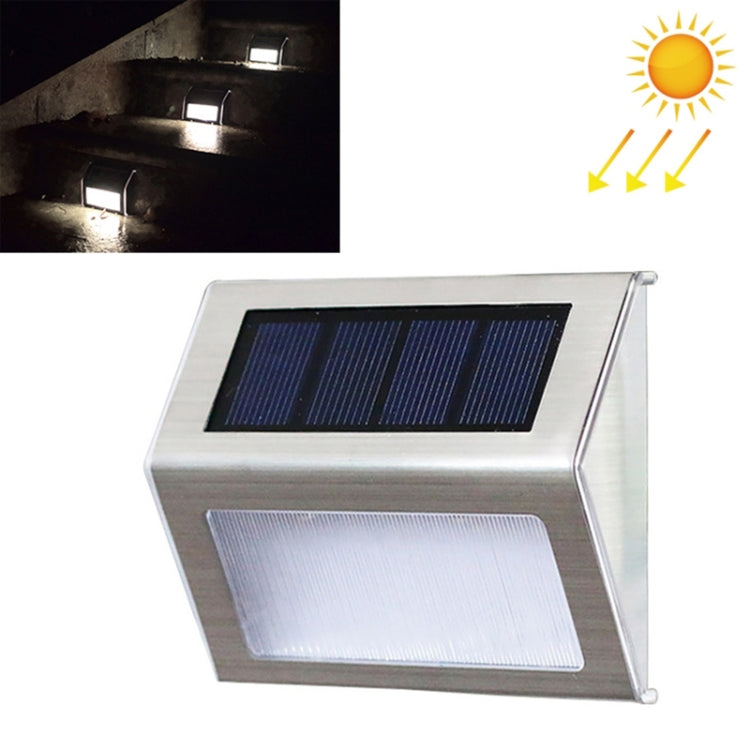 Junips | 2PCS Solar Stainless Steel 3 LED Stair Wall Lamp Outdoor Garden Fence Light (White Light)