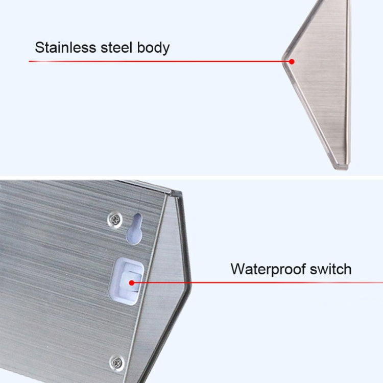 Junips | 2PCS Solar Stainless Steel 3 LED Stair Wall Lamp Outdoor Garden Fence Light (White Light)