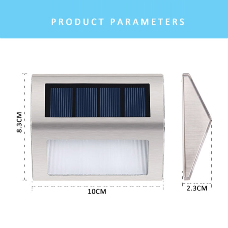 Junips | 2PCS Solar Stainless Steel 3 LED Stair Wall Lamp Outdoor Garden Fence Light (White Light)