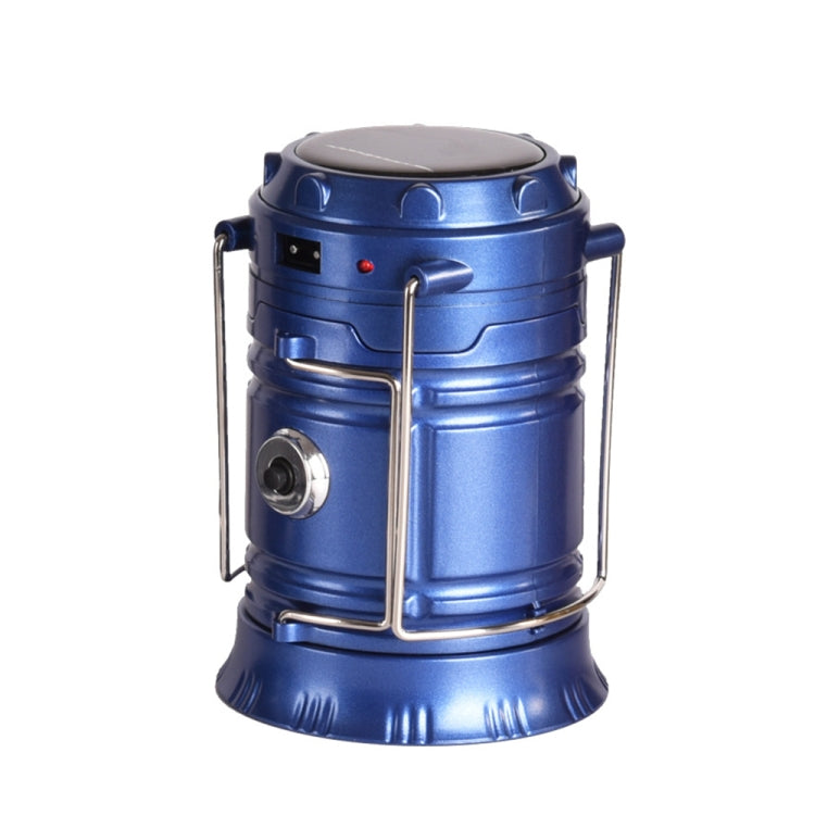 Junips | LED Tent Light Solar Rechargeable Camping Lamp Expandable Multifunctional Lantern, Supports USB Output, EU Plug (Blue)