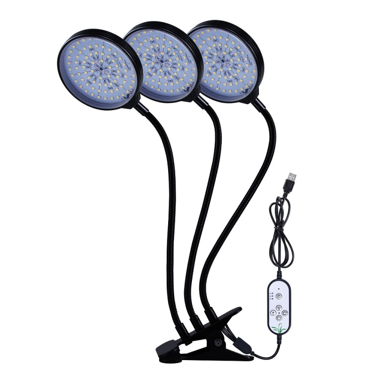Junips | LED Plant Growth Lamp USB Remote Control Clip Waterproof Full Spectrum Natural White Seedling Plant Light, Power: 45W Three Heads